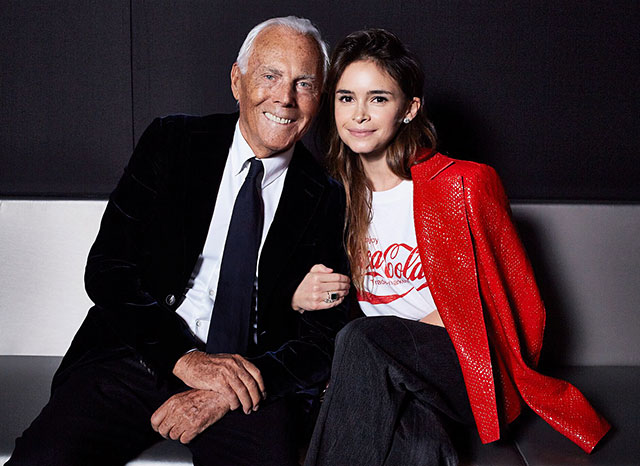 Mira Duma con giorgio armani a milano